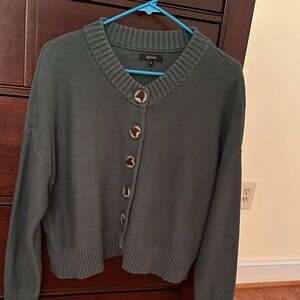 Quince Women's Moss Boxy Crop Cardigan Sweater